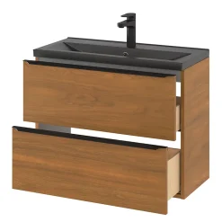 GoodHome Plan vasque faible profondeur noir Nira 80 cm* Plan Simple Vasque