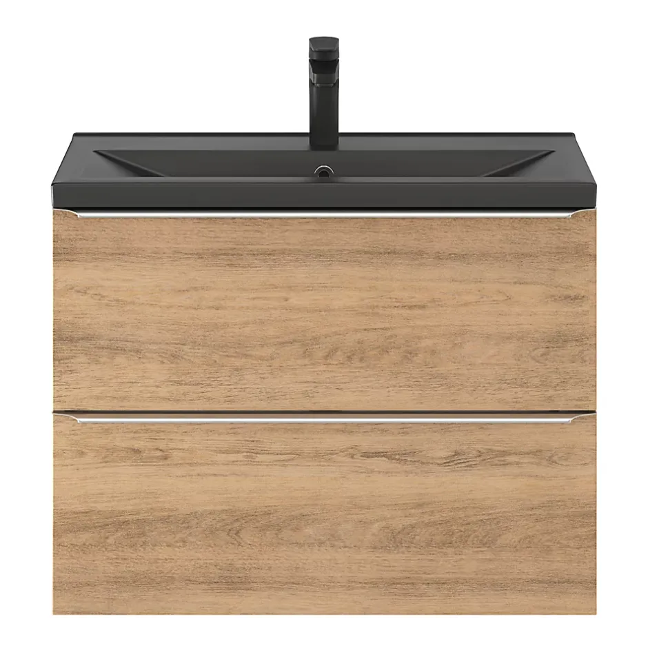 GoodHome Plan vasque faible profondeur noir Nira 80 cm* Plan Simple Vasque