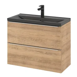 GoodHome Plan vasque faible profondeur noir Nira 80 cm* Plan Simple Vasque