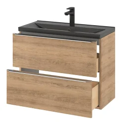 GoodHome Plan vasque faible profondeur noir Nira 80 cm* Plan Simple Vasque