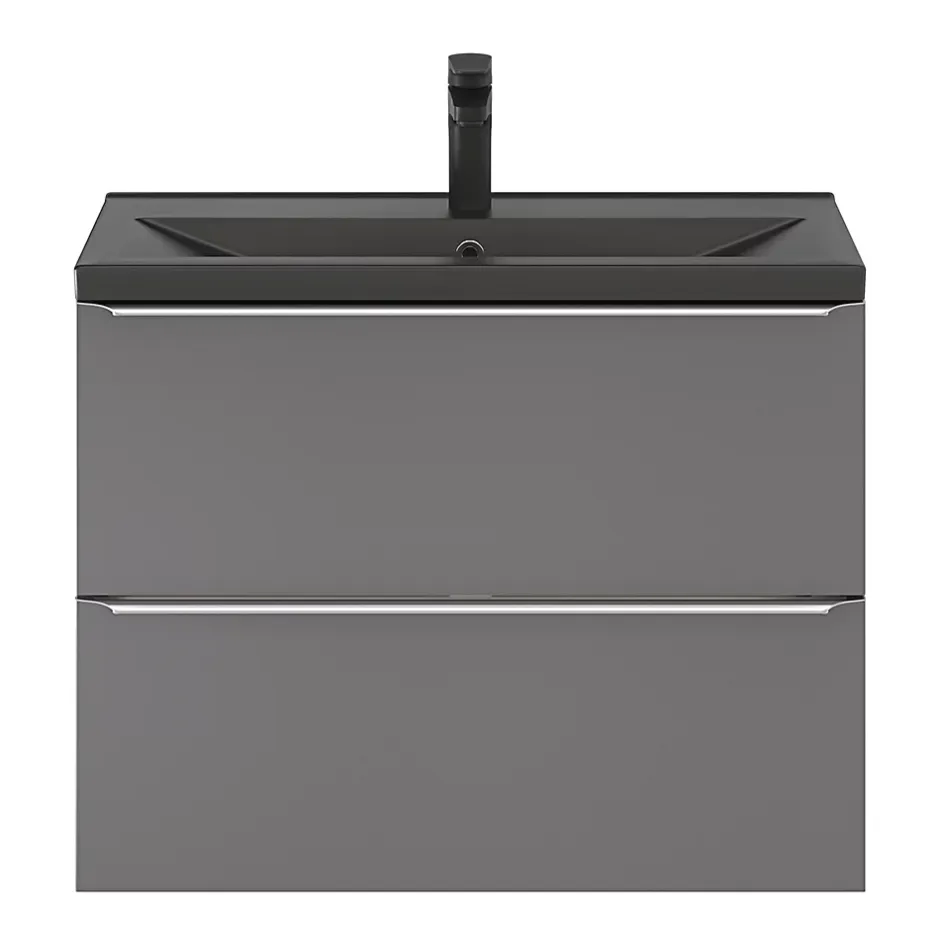 GoodHome Plan vasque faible profondeur noir Nira 80 cm* Plan Simple Vasque
