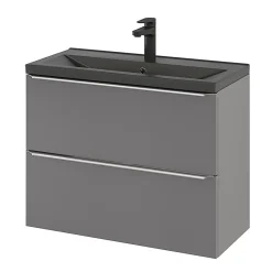 GoodHome Plan vasque faible profondeur noir Nira 80 cm* Plan Simple Vasque