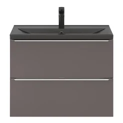 GoodHome Plan vasque faible profondeur noir Nira 80 cm* Plan Simple Vasque