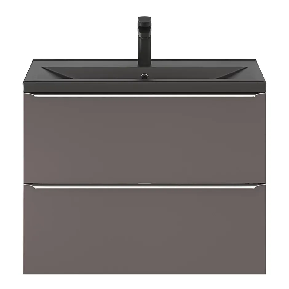 GoodHome Plan vasque faible profondeur noir Nira 80 cm* Plan Simple Vasque