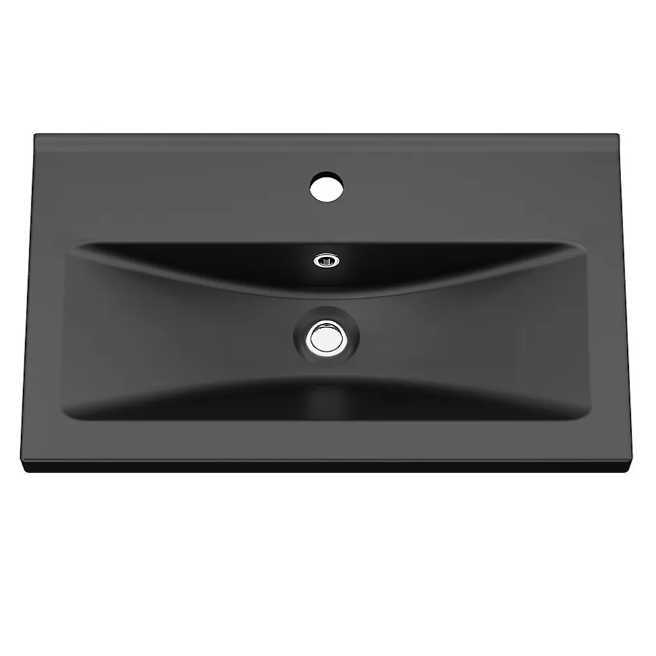 GoodHome Plan vasque faible profondeur noir Nira 80 cm* Plan Simple Vasque