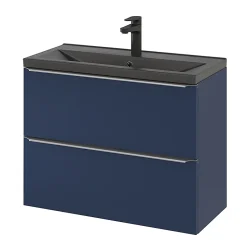 GoodHome Plan vasque faible profondeur noir Nira 80 cm* Plan Simple Vasque