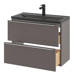 GoodHome Plan vasque faible profondeur noir Nira 80 cm* Plan Simple Vasque