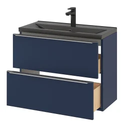GoodHome Plan vasque faible profondeur noir Nira 80 cm* Plan Simple Vasque