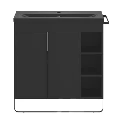 GoodHome Plan vasque faible profondeur noir Nira 80 cm* Plan Simple Vasque