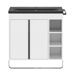 GoodHome Plan vasque faible profondeur noir Nira 80 cm* Plan Simple Vasque
