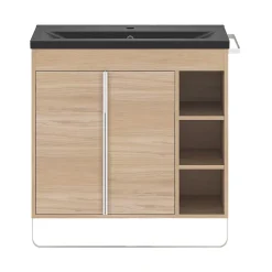 GoodHome Plan vasque faible profondeur noir Nira 80 cm* Plan Simple Vasque