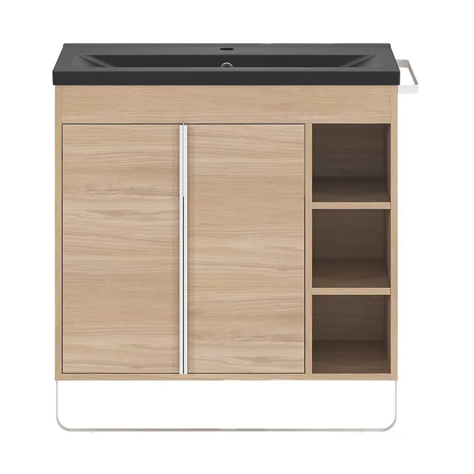 GoodHome Plan vasque faible profondeur noir Nira 80 cm* Plan Simple Vasque