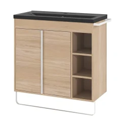 GoodHome Plan vasque faible profondeur noir Nira 80 cm* Plan Simple Vasque
