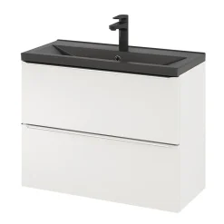 GoodHome Plan vasque faible profondeur noir Nira 80 cm* Plan Simple Vasque