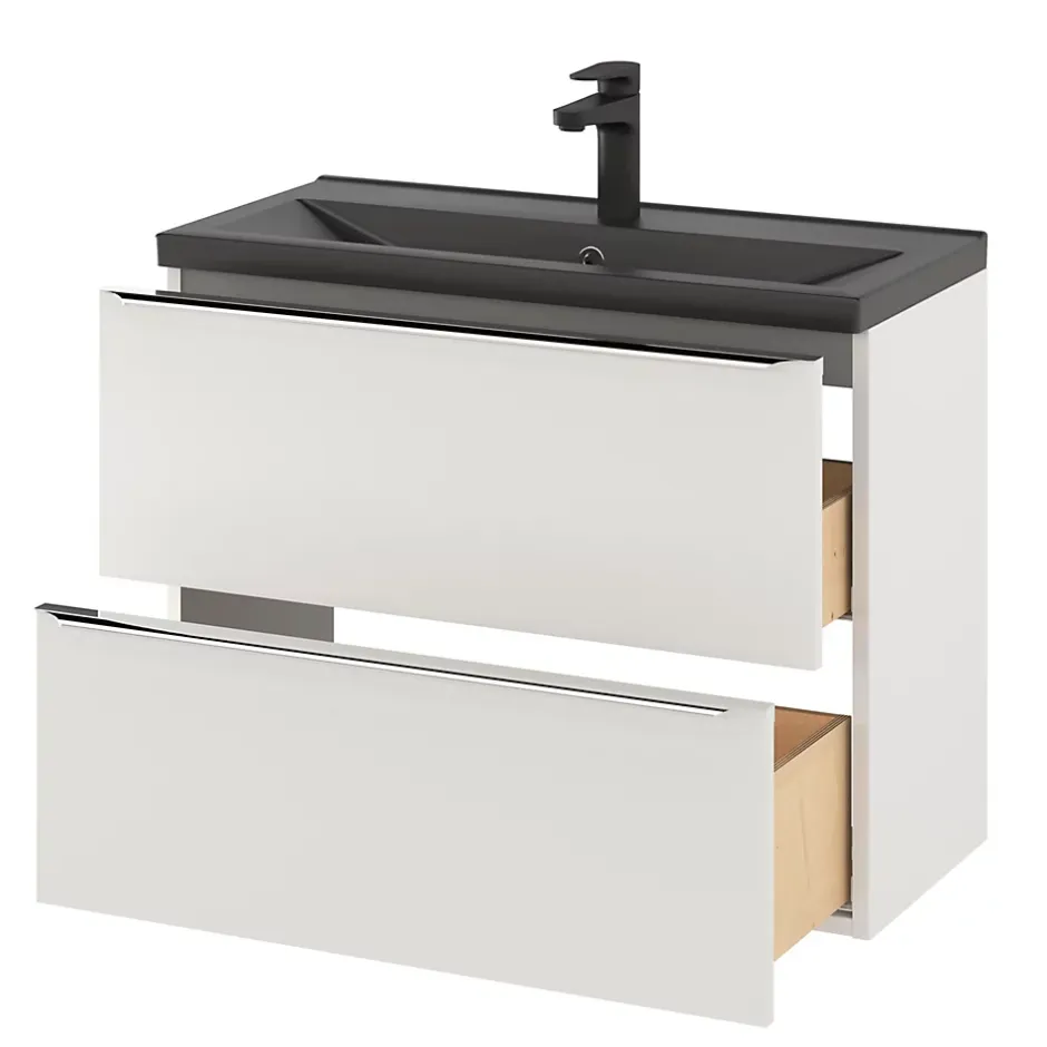 GoodHome Plan vasque faible profondeur noir Nira 80 cm* Plan Simple Vasque