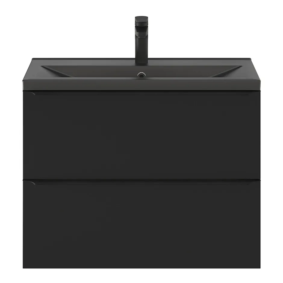 GoodHome Plan vasque faible profondeur noir Nira 80 cm* Plan Simple Vasque
