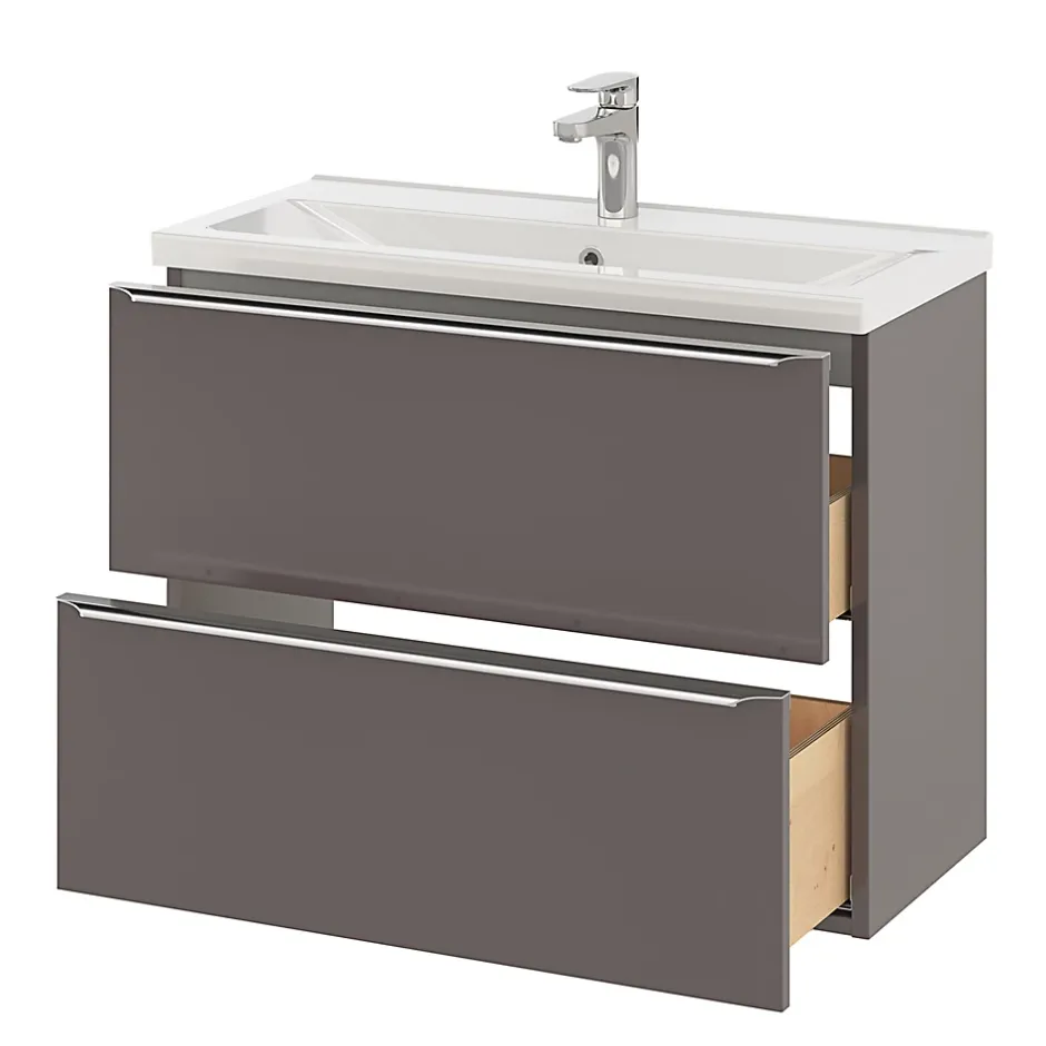 GoodHome Plan vasque faible profondeur blanc Nira 80 cm* Plan Simple Vasque