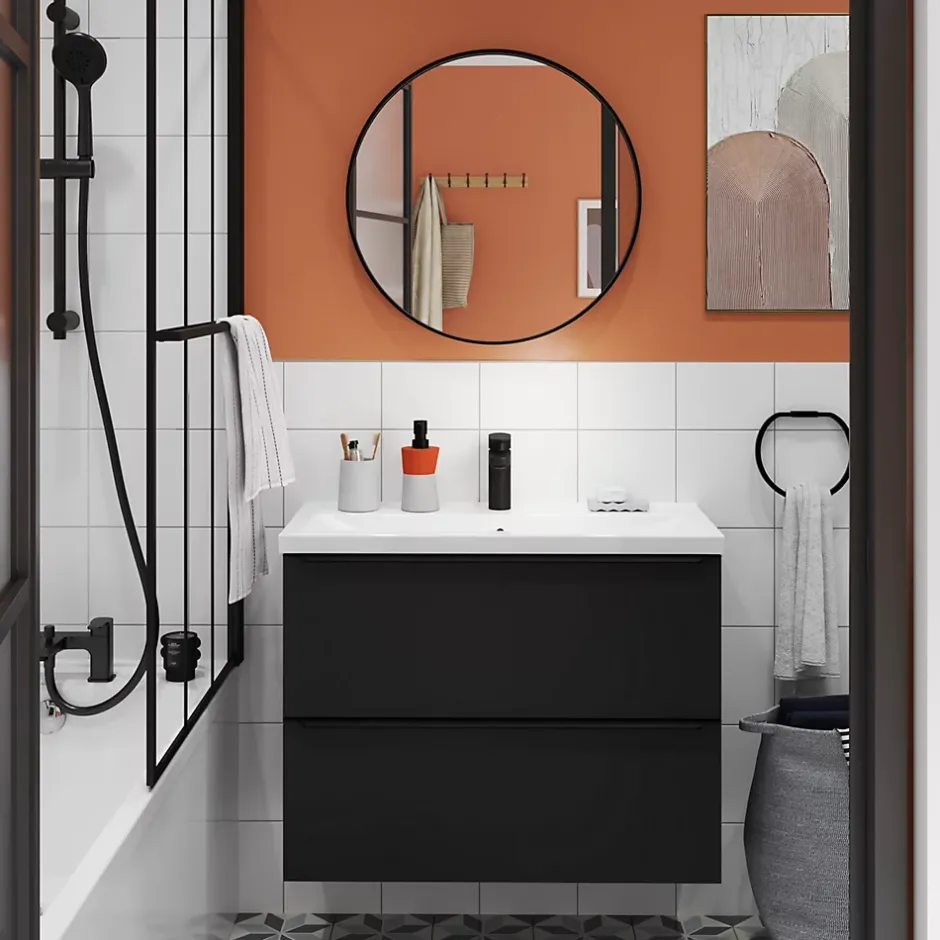 GoodHome Plan vasque faible profondeur blanc Nira 80 cm* Plan Simple Vasque