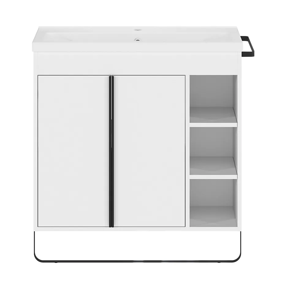 GoodHome Plan vasque faible profondeur blanc Nira 80 cm* Plan Simple Vasque