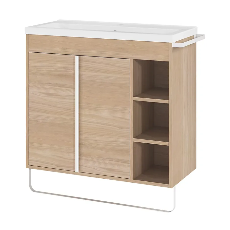 GoodHome Plan vasque faible profondeur blanc Nira 80 cm* Plan Simple Vasque