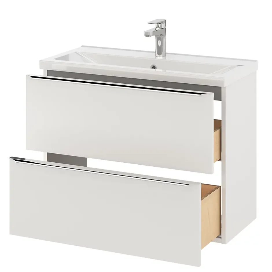 GoodHome Plan vasque faible profondeur blanc Nira 80 cm* Plan Simple Vasque