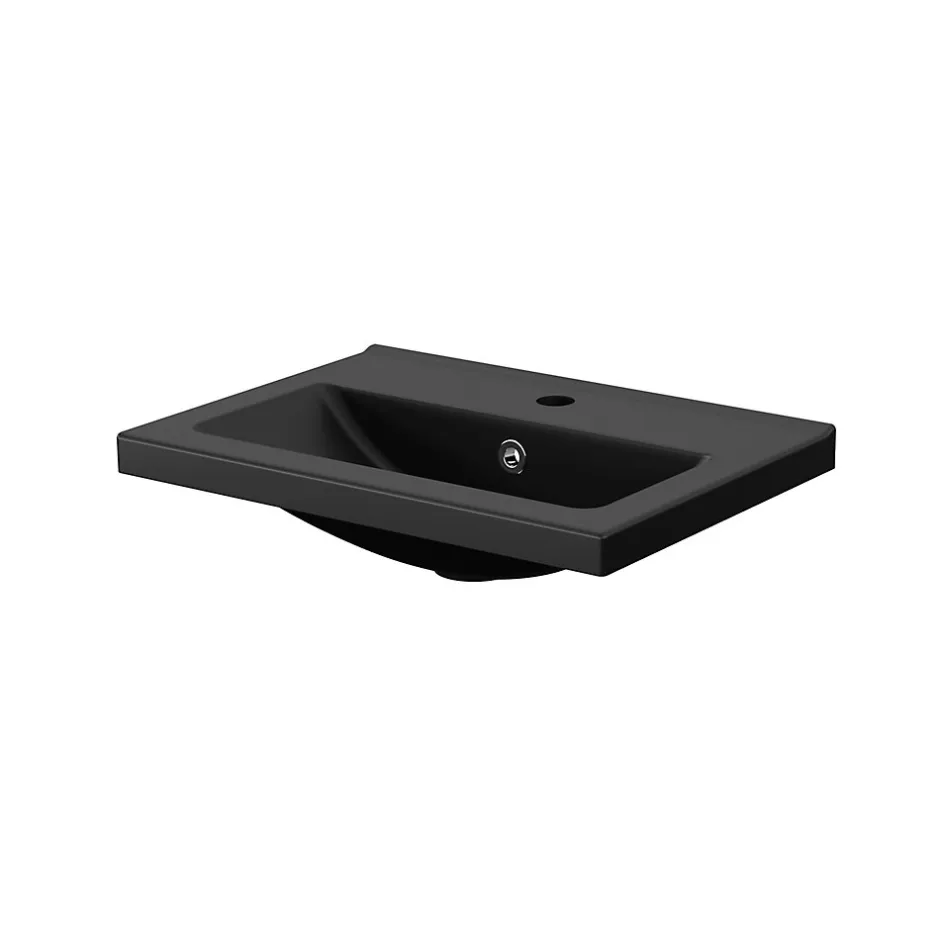 GoodHome Plan vasque faible profondeur noir Nira 50 cm