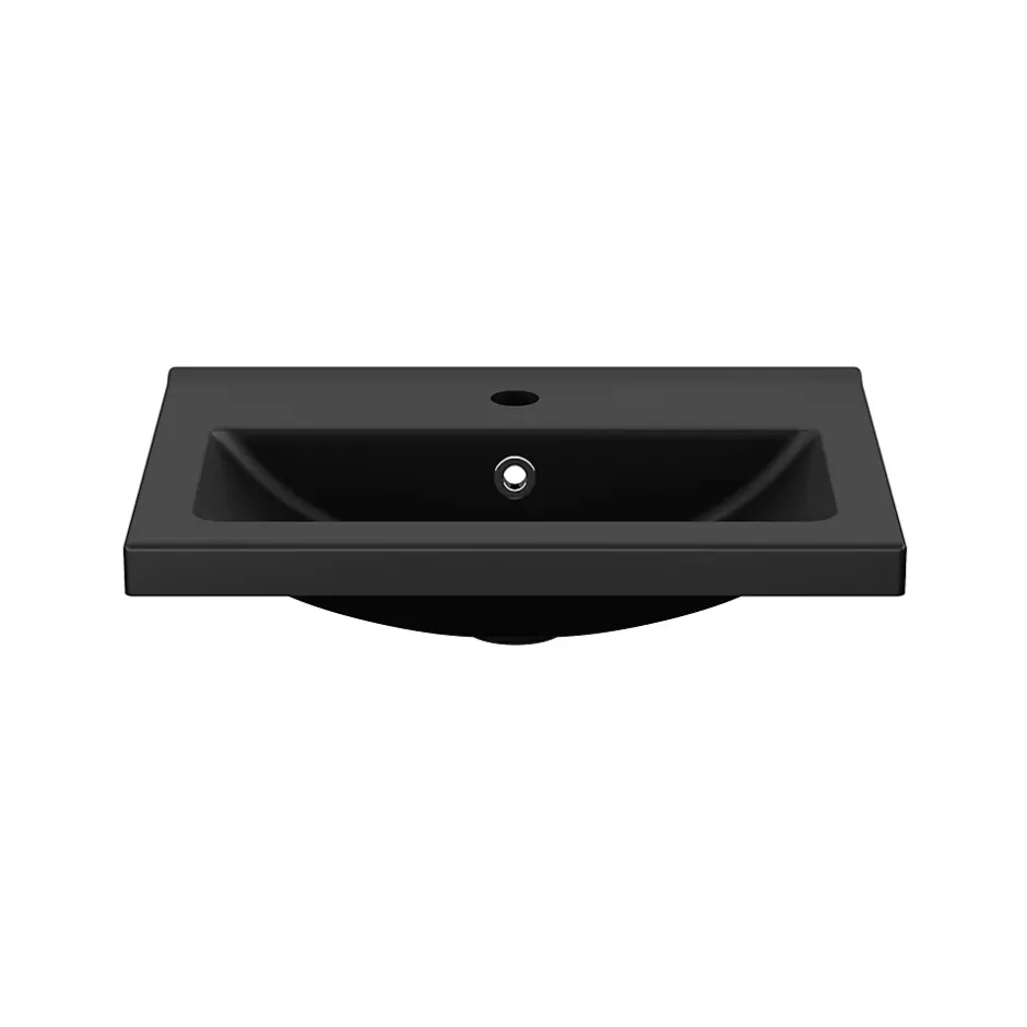 GoodHome Plan vasque faible profondeur noir Nira 50 cm
