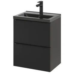 GoodHome Plan vasque faible profondeur noir Nira 50 cm