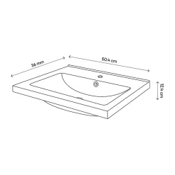 GoodHome Plan vasque faible profondeur noir Nira 50 cm
