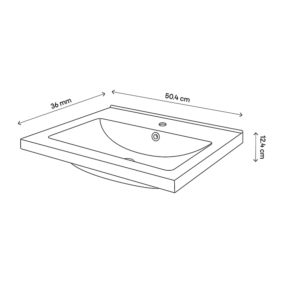 GoodHome Plan vasque faible profondeur noir Nira 50 cm