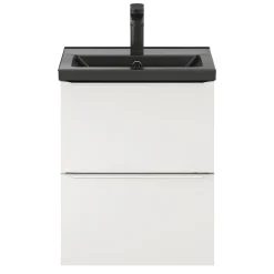 GoodHome Plan vasque faible profondeur noir Nira 50 cm