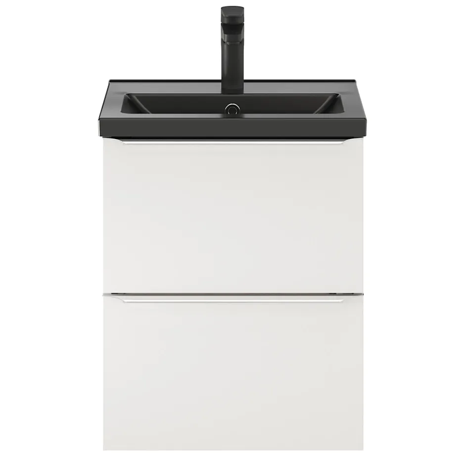 GoodHome Plan vasque faible profondeur noir Nira 50 cm