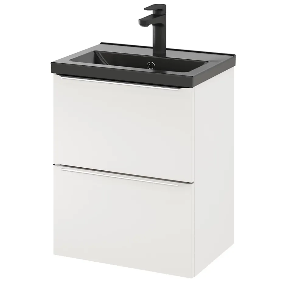 GoodHome Plan vasque faible profondeur noir Nira 50 cm