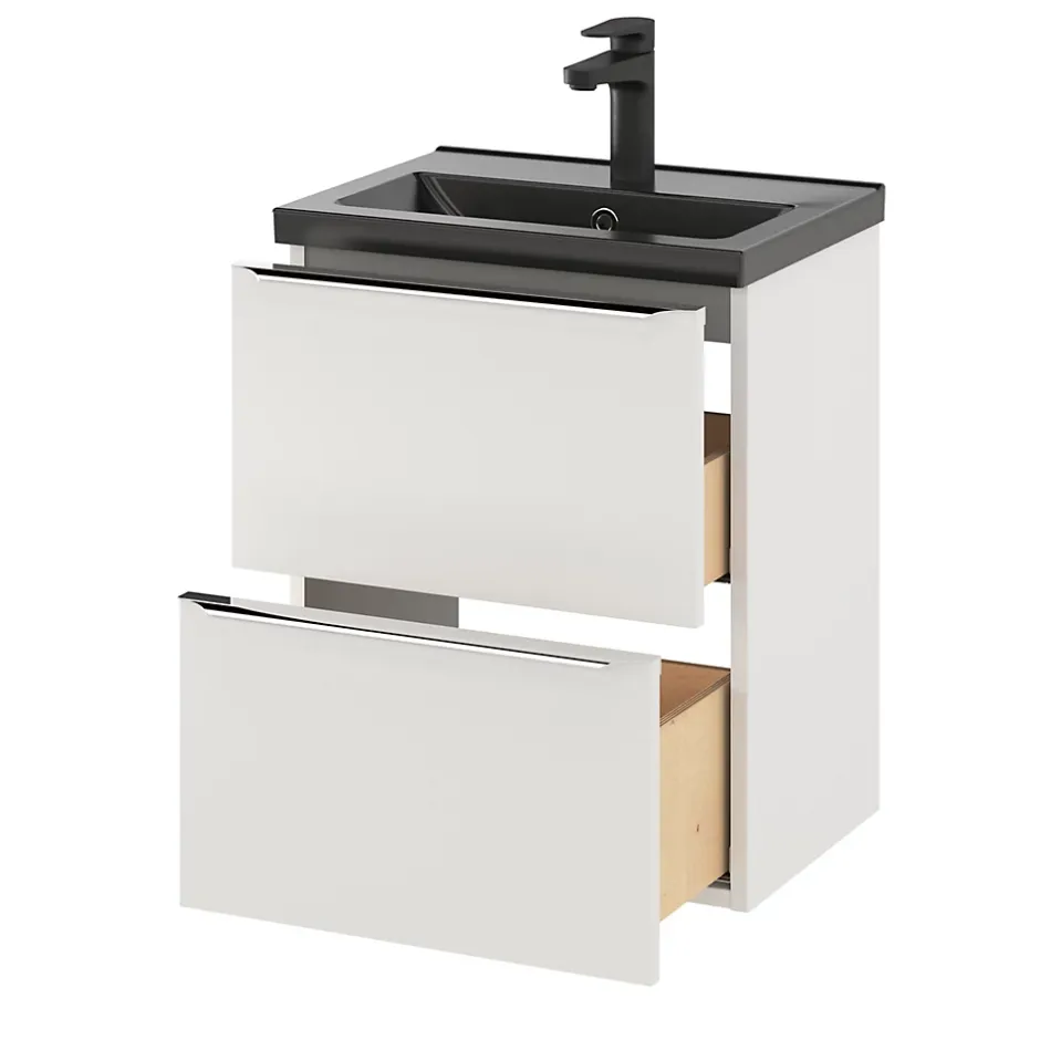 GoodHome Plan vasque faible profondeur noir Nira 50 cm