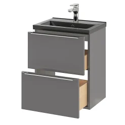 GoodHome Plan vasque faible profondeur noir Nira 50 cm