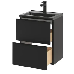 GoodHome Plan vasque faible profondeur noir Nira 50 cm