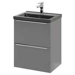 GoodHome Plan vasque faible profondeur noir Nira 50 cm