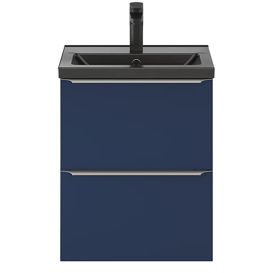 GoodHome Plan vasque faible profondeur noir Nira 50 cm