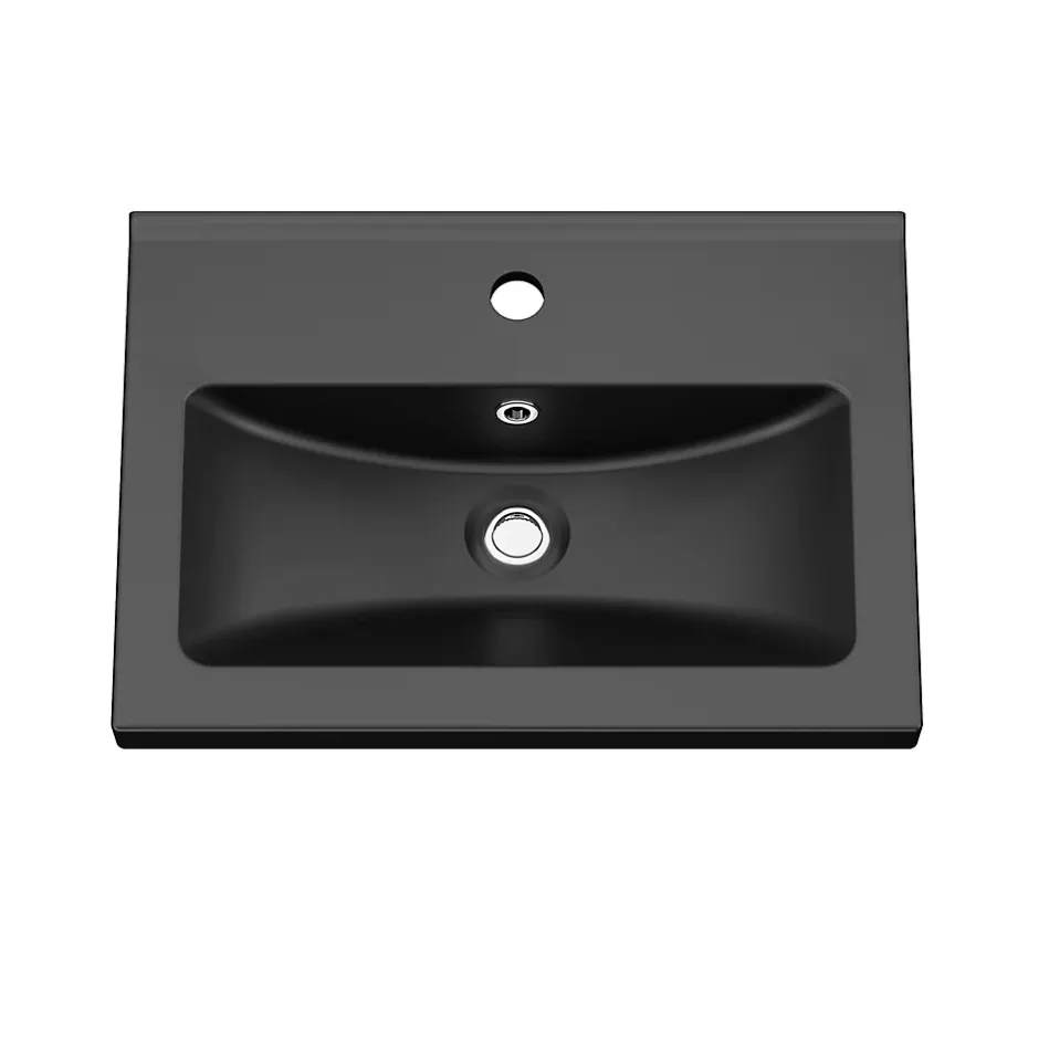 GoodHome Plan vasque faible profondeur noir Nira 50 cm