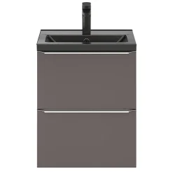 GoodHome Plan vasque faible profondeur noir Nira 50 cm