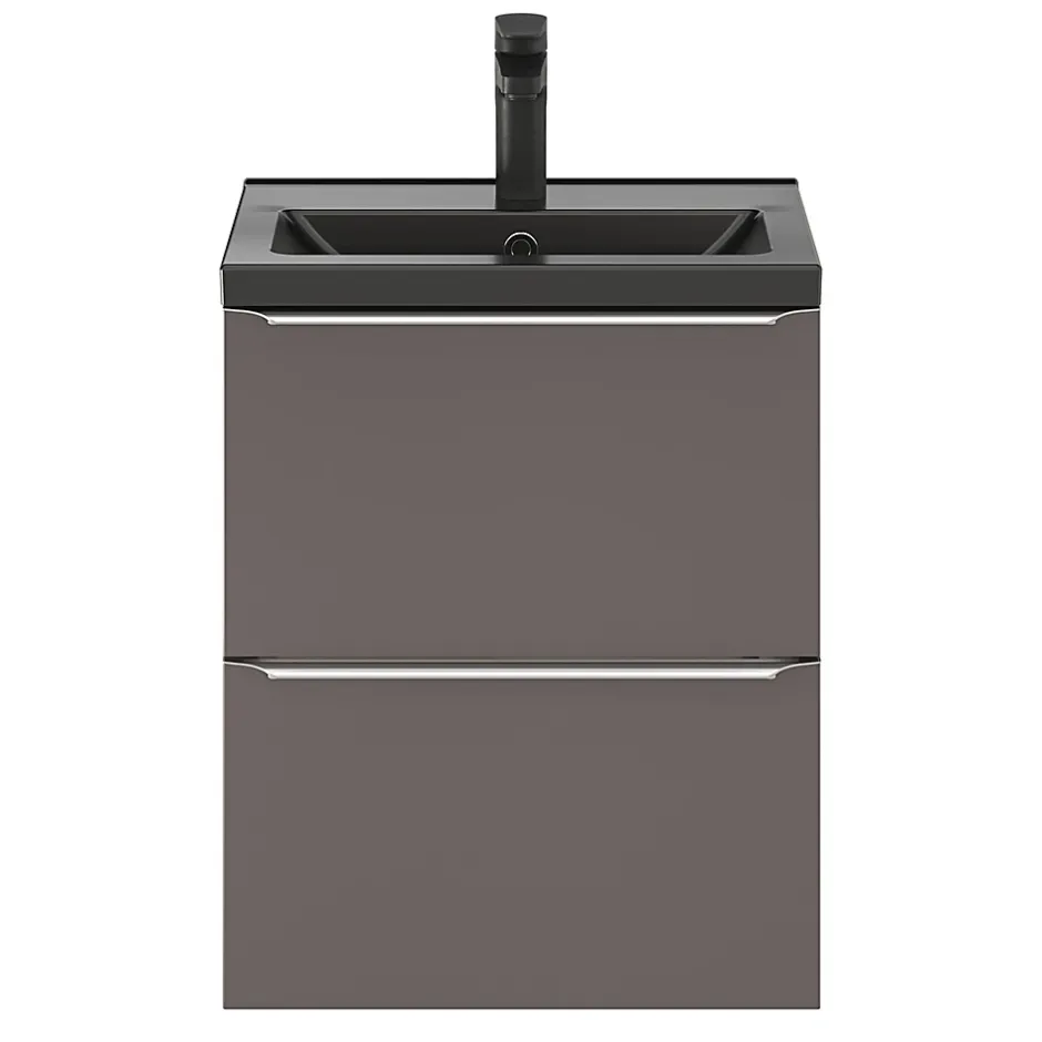 GoodHome Plan vasque faible profondeur noir Nira 50 cm
