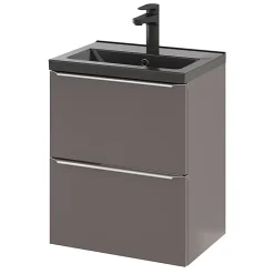 GoodHome Plan vasque faible profondeur noir Nira 50 cm