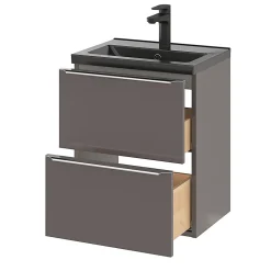 GoodHome Plan vasque faible profondeur noir Nira 50 cm
