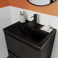 GoodHome Plan vasque faible profondeur noir Nira 50 cm