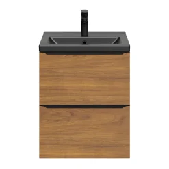 GoodHome Plan vasque faible profondeur noir Nira 50 cm