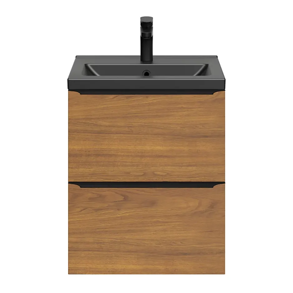 GoodHome Plan vasque faible profondeur noir Nira 50 cm