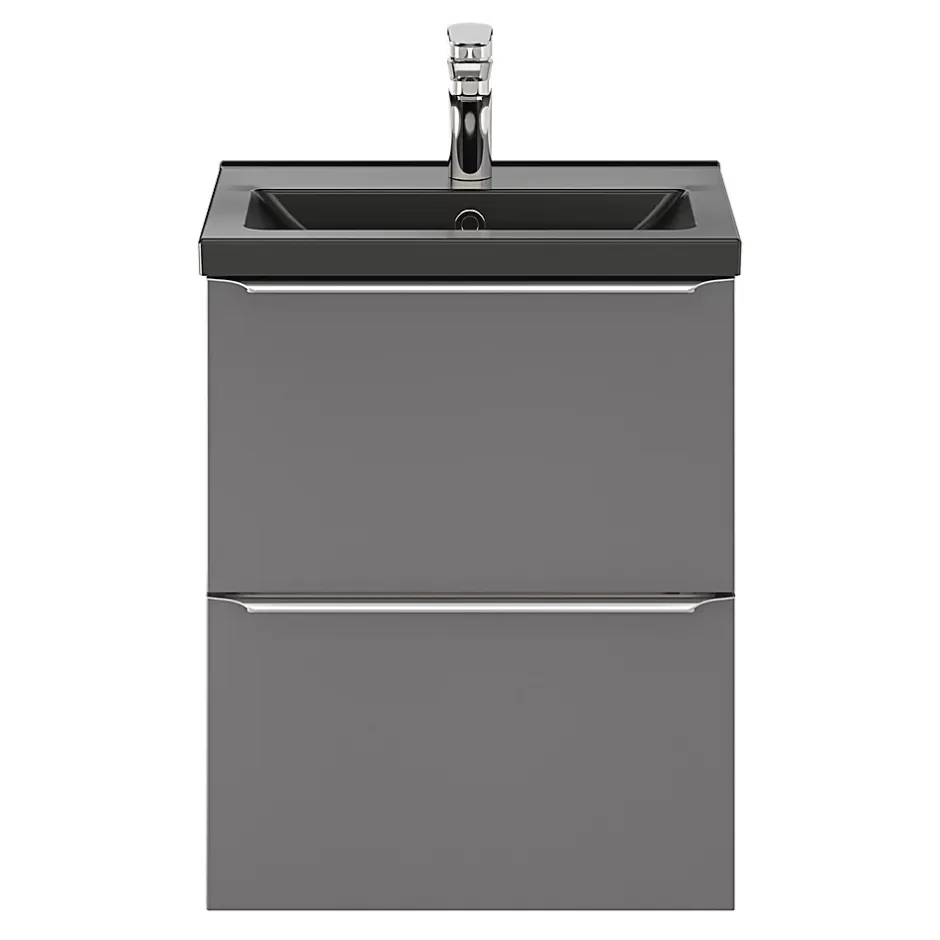 GoodHome Plan vasque faible profondeur noir Nira 50 cm