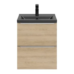 GoodHome Plan vasque faible profondeur noir Nira 50 cm