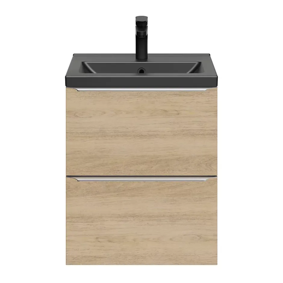 GoodHome Plan vasque faible profondeur noir Nira 50 cm
