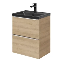 GoodHome Plan vasque faible profondeur noir Nira 50 cm